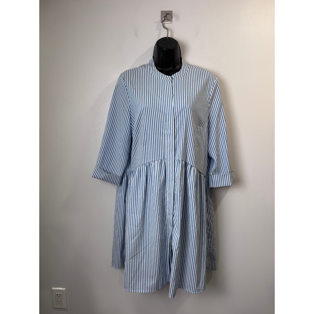Tuckernuck Women Blue Stripe Royal Shirt Mini Shirt Dress Medium